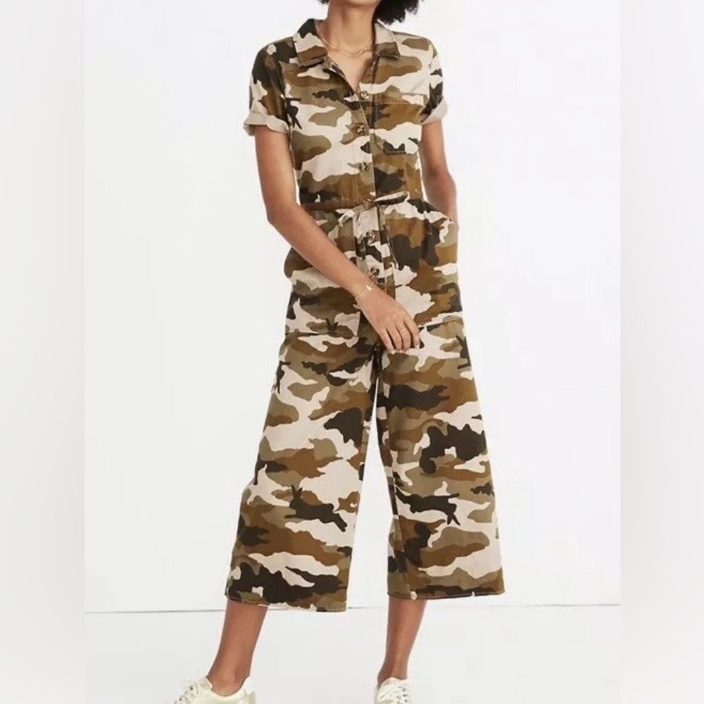 Madewell Wide Leg Utility Jumpsuit in Cottontail Camo 100% Cotton